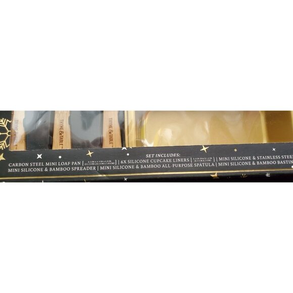 Thyme & Table black gold 11pc MINI BAKING SET loaf pan silicone whisk spatula - Picture 6 of 10